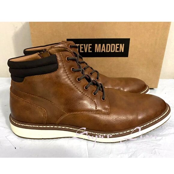 NEW Steve Madden Men's P-Jelen Leather Zip Chukka Boots - Picture 4 of 8